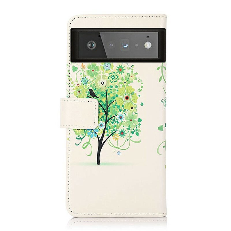 Custodia in pelle Google Pixel 6 Albero In Fiore