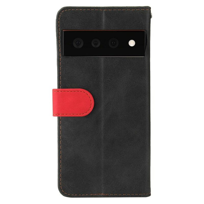 Custodia in pelle Google Pixel 6 Ecopelle Bicolore Colorata