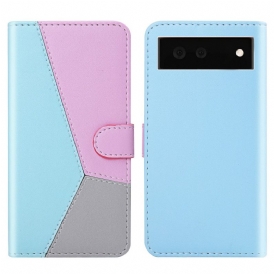 Custodia in pelle Google Pixel 6 Effetto Pelle Tricolore