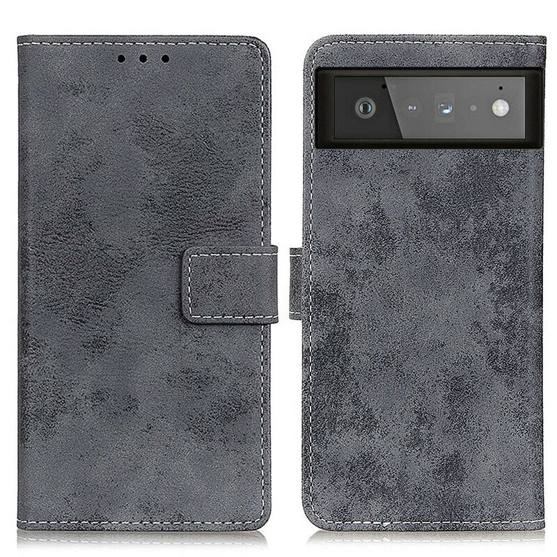 Custodia in pelle Google Pixel 6 Effetto Pelle Vintage