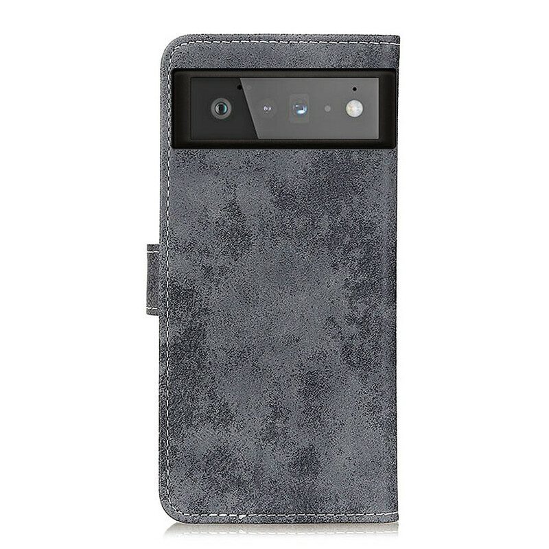 Custodia in pelle Google Pixel 6 Effetto Pelle Vintage