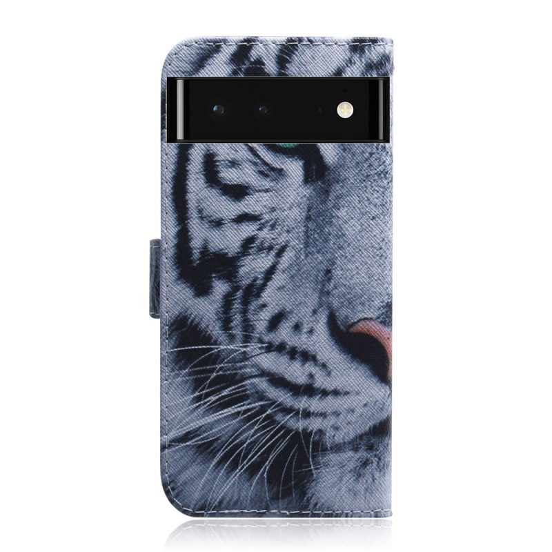 Custodia in pelle Google Pixel 6 Faccia Da Tigre