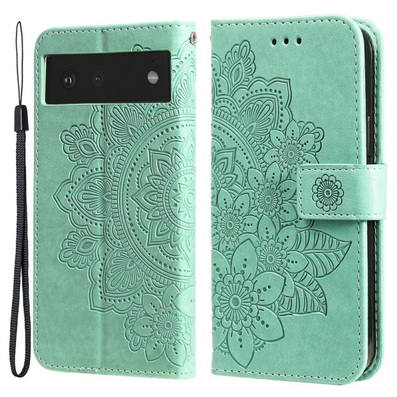 Custodia in pelle Google Pixel 6 Fiore Mandala