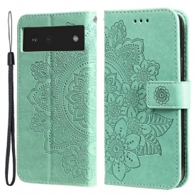 Custodia in pelle Google Pixel 6 Fiore Mandala