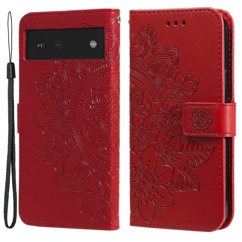 Custodia in pelle Google Pixel 6 Fiore Mandala