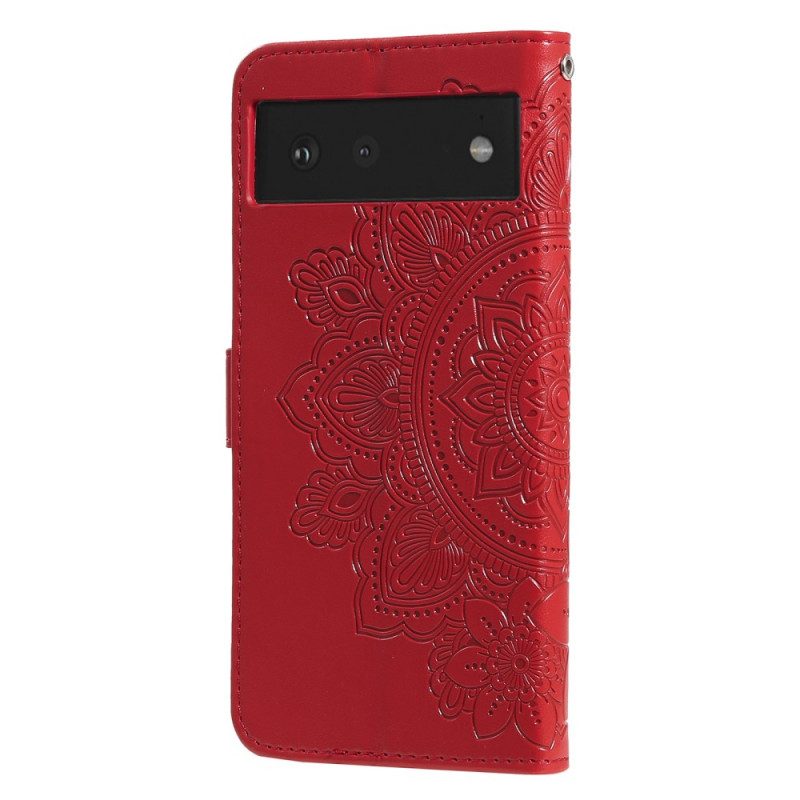 Custodia in pelle Google Pixel 6 Fiore Mandala