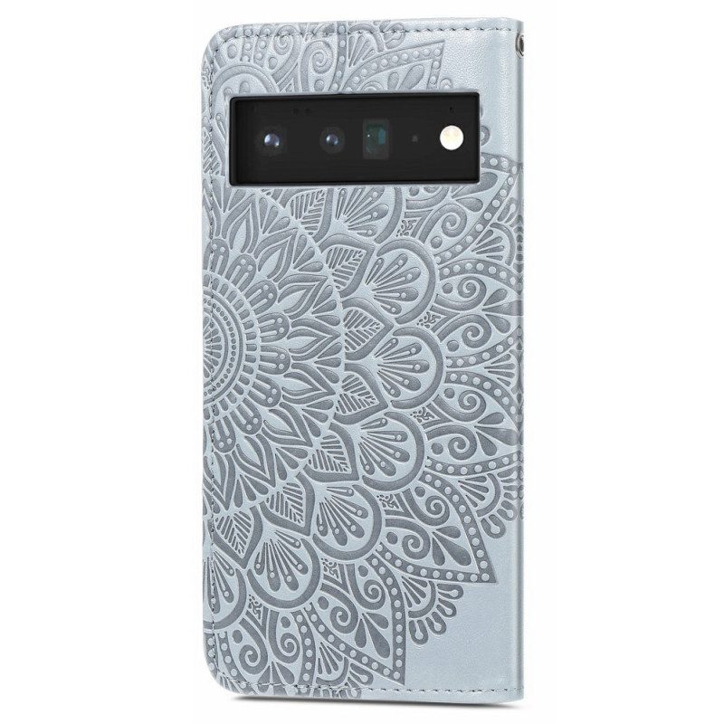 Custodia in pelle Google Pixel 6 Foglie Tribali