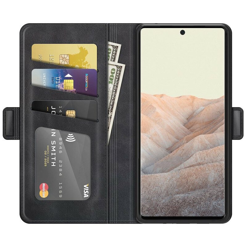 Custodia in pelle Google Pixel 6 Folio Cover Doppia Patta Classica