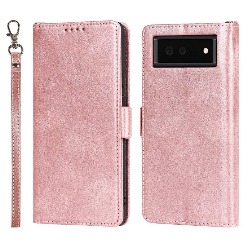 Custodia in pelle Google Pixel 6 Folio Cover Doppio Lembo Rfid