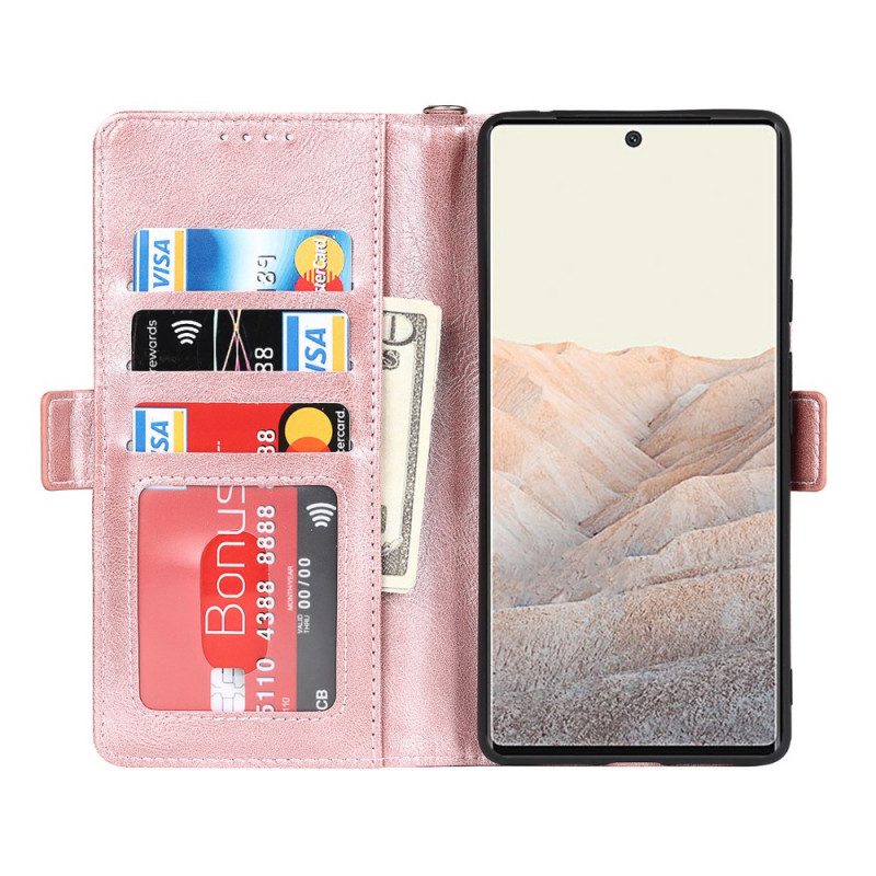 Custodia in pelle Google Pixel 6 Folio Cover Doppio Lembo Rfid