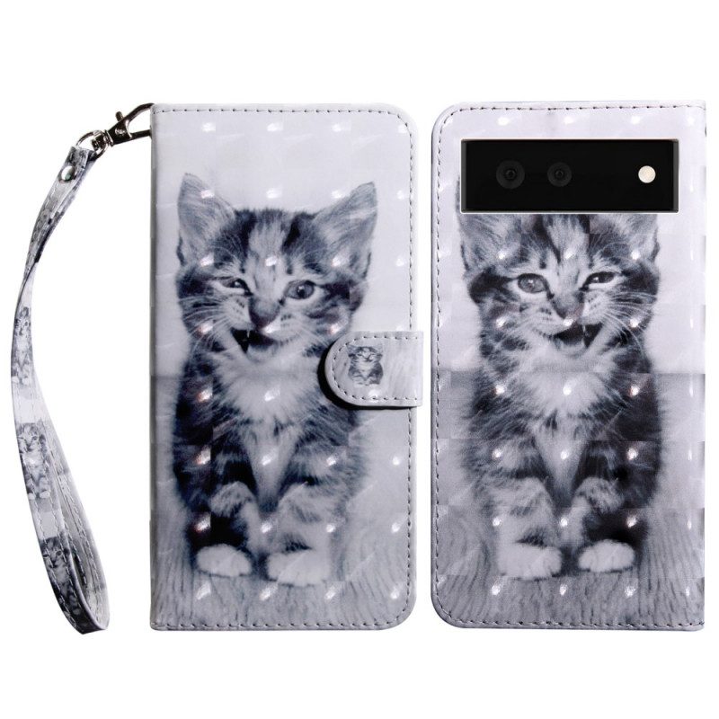 Custodia in pelle Google Pixel 6 Gatto Bianco E Nero