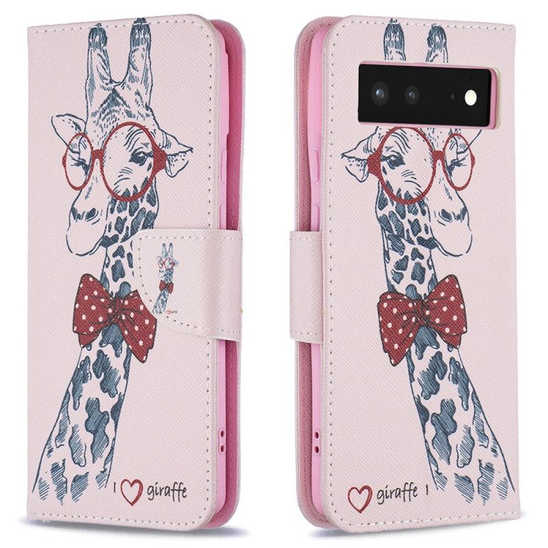 Custodia in pelle Google Pixel 6 Giraffa Intelligente