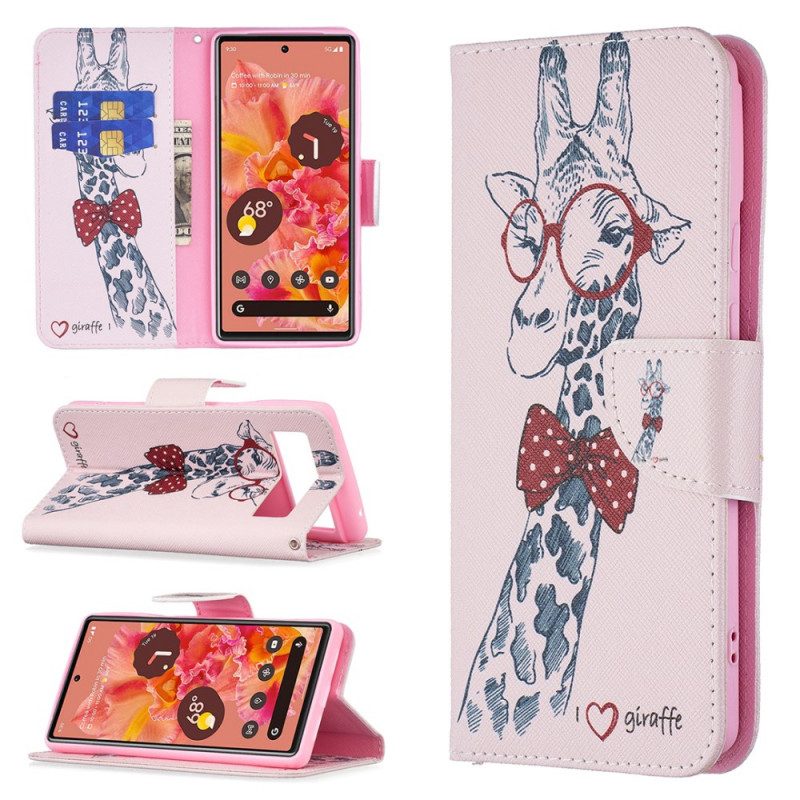 Custodia in pelle Google Pixel 6 Giraffa Intelligente