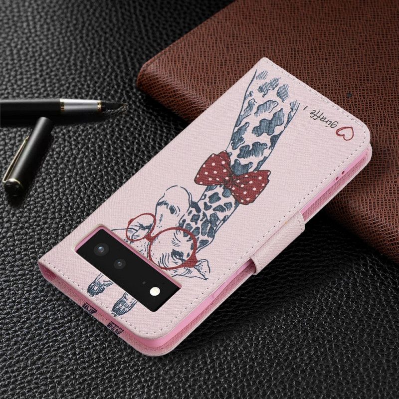 Custodia in pelle Google Pixel 6 Giraffa Intelligente