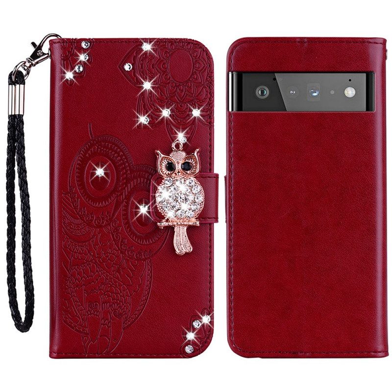 Custodia in pelle Google Pixel 6 Mandala E Fascino Del Gufo