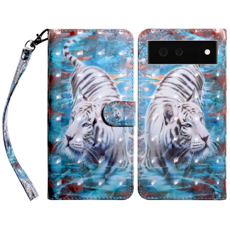 Custodia in pelle Google Pixel 6 Tigre In Acqua