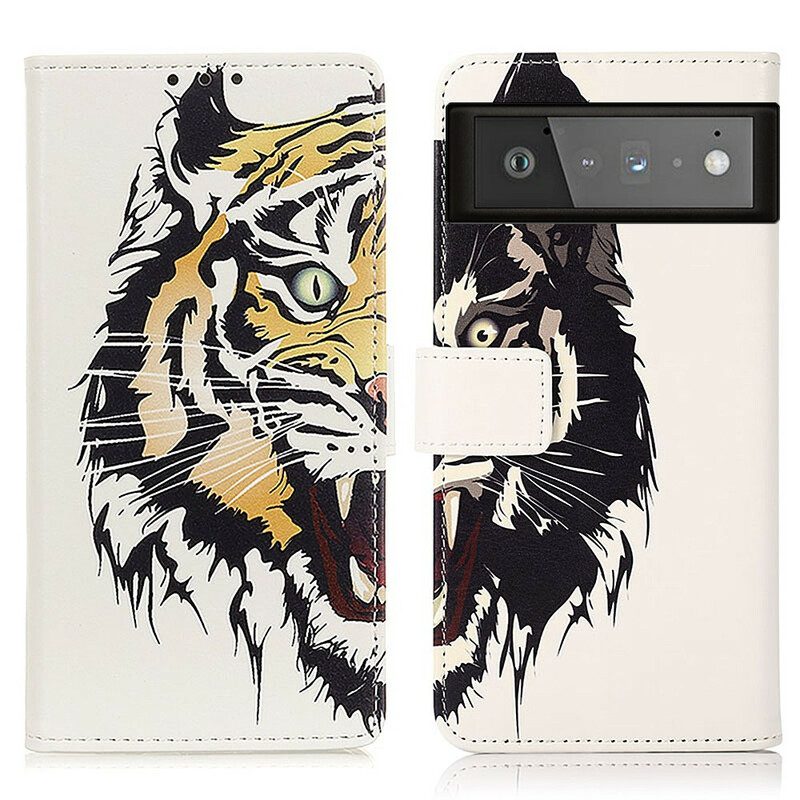 Custodia in pelle Google Pixel 6 Tigre Feroce