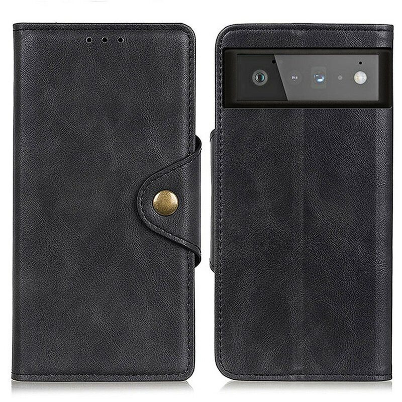 Folio Cover Google Pixel 6 Bottone In Ecopelle