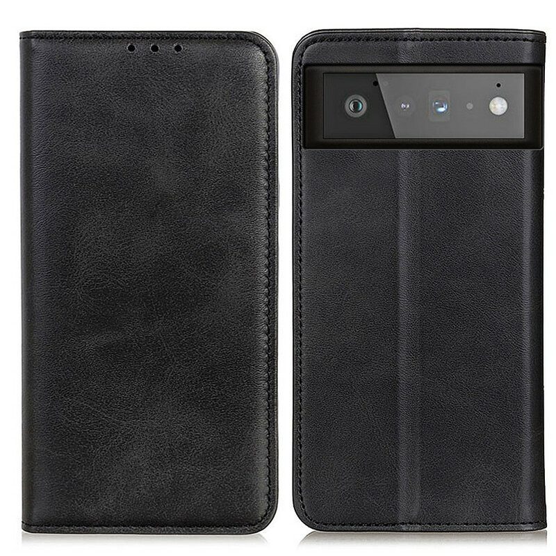 Folio Cover Google Pixel 6 Custodia in pelle Crosta Di Pelle Opaca