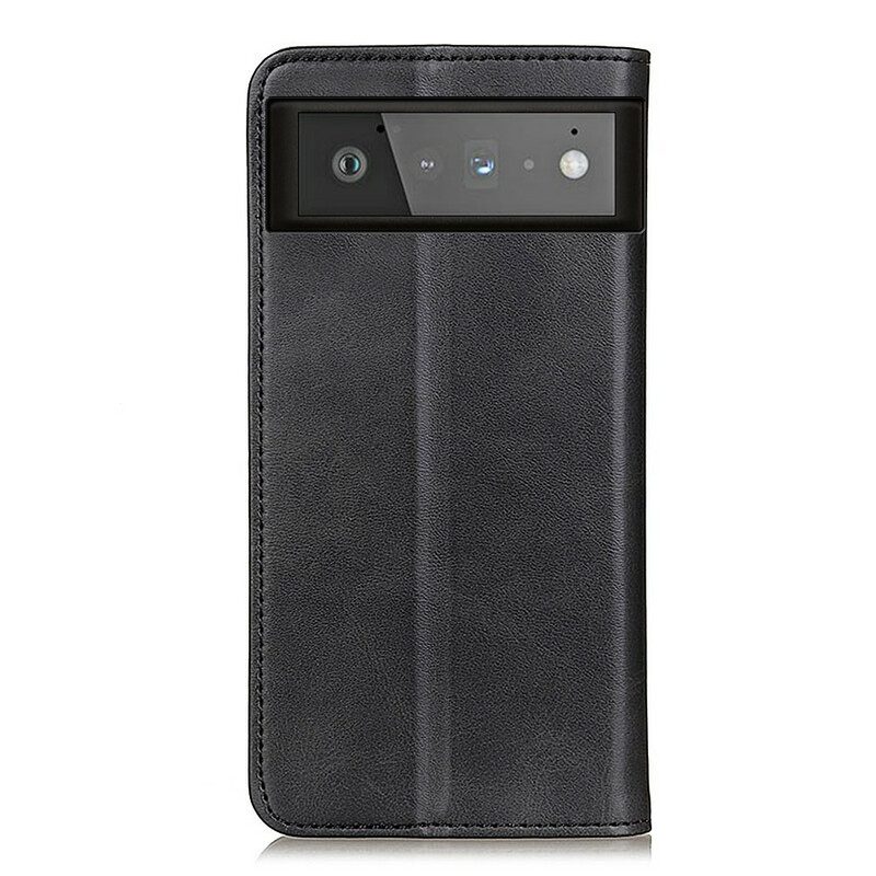 Folio Cover Google Pixel 6 Custodia in pelle Crosta Di Pelle Opaca