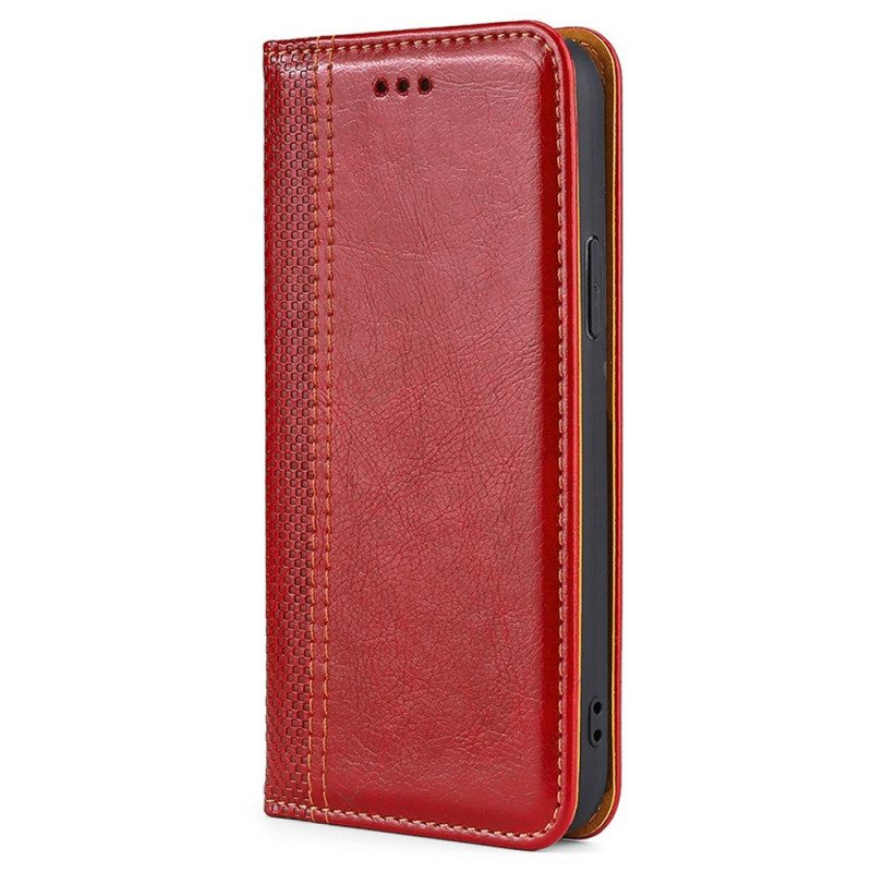 Folio Cover Google Pixel 6 Custodia in pelle Cuciture In Pelle Crosta Litchi