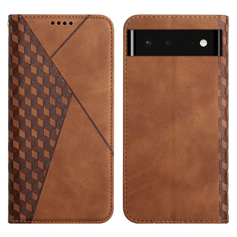 Folio Cover Google Pixel 6 Custodia in pelle Geo Effetto Pelle