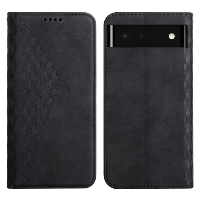 Folio Cover Google Pixel 6 Custodia in pelle Geo Effetto Pelle