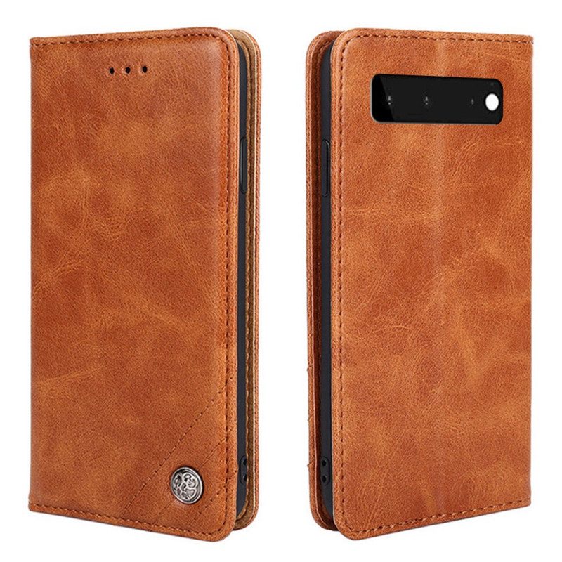 Folio Cover Google Pixel 6 Custodia in pelle Rivetto In Pelle Stile