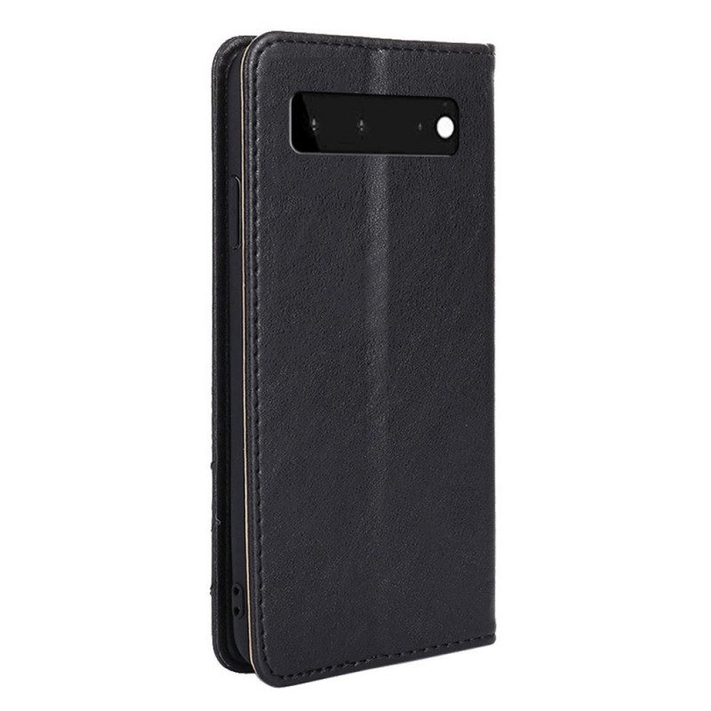 Folio Cover Google Pixel 6 Custodia in pelle Rivetto In Pelle Stile