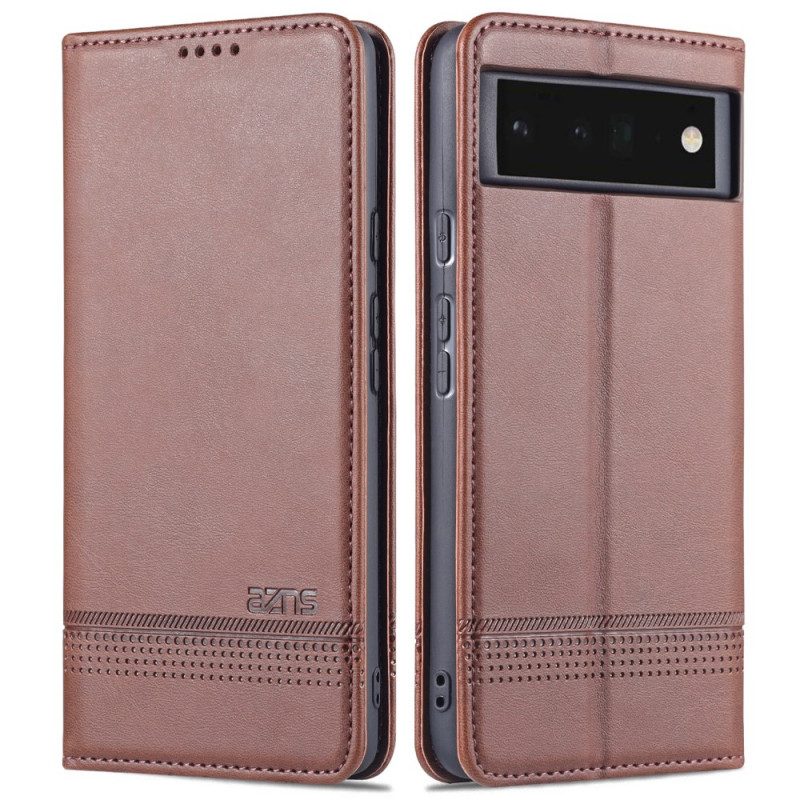 Folio Cover Google Pixel 6 Custodia in pelle Stile In Pelle Azns