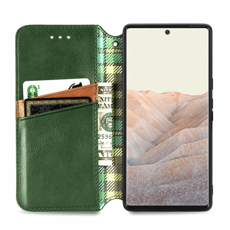 Folio Cover Google Pixel 6 Custodia in pelle Texture Diamante Effetto Pelle