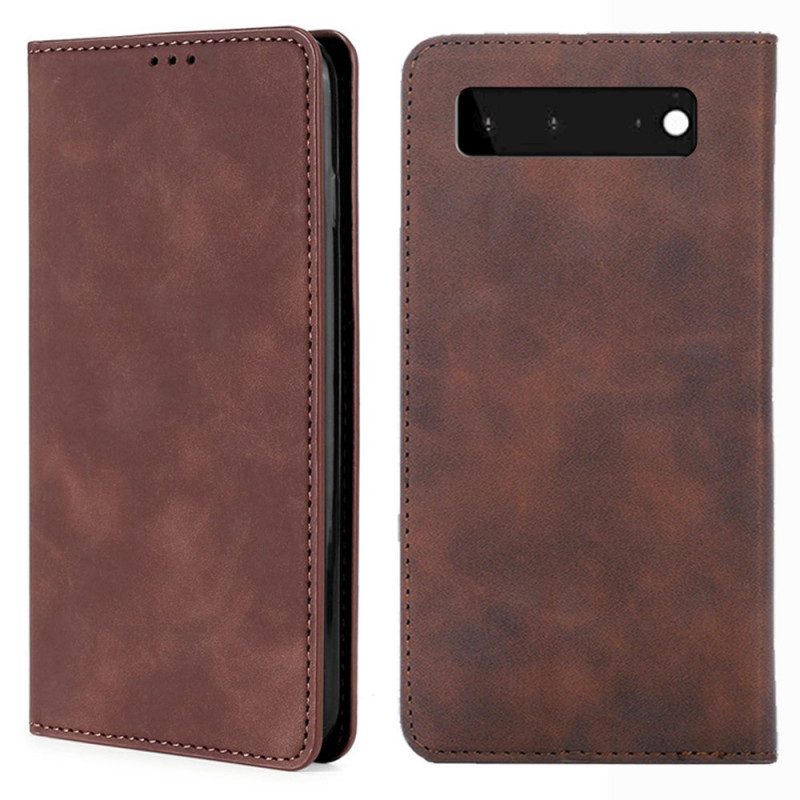 Folio Cover Google Pixel 6 Custodia in pelle Tocco Di Pelle