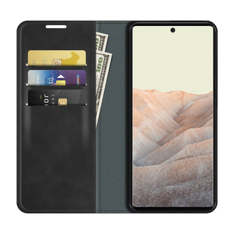 Folio Cover Google Pixel 6 Custodia in pelle Tocco Di Pelle