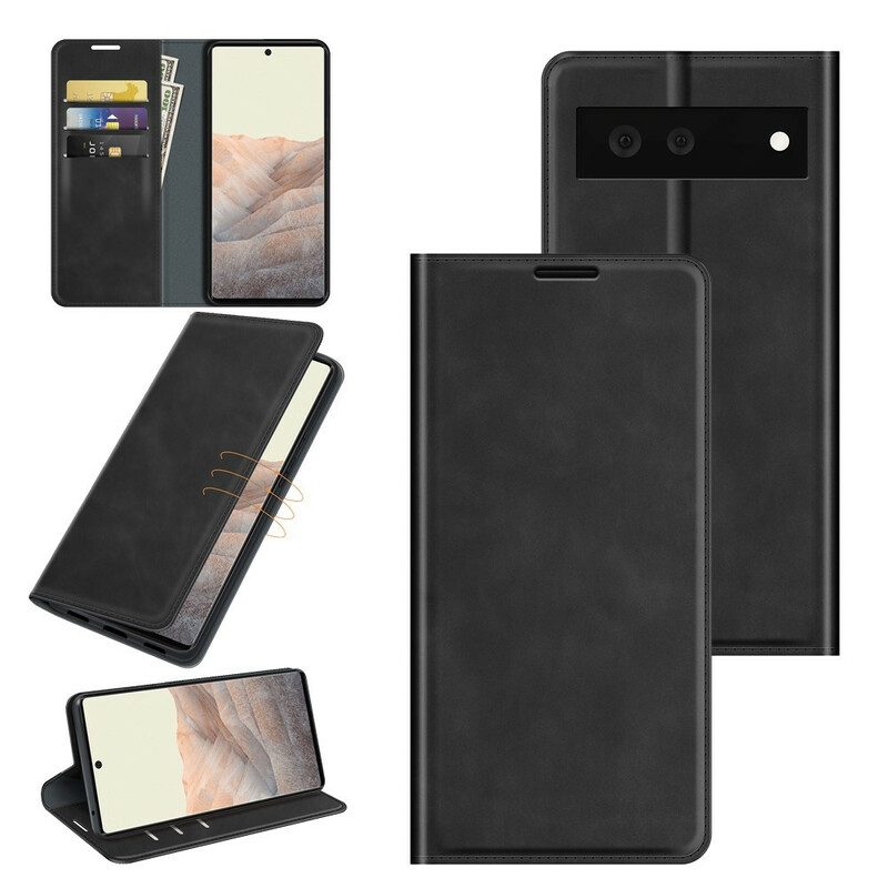 Folio Cover Google Pixel 6 Custodia in pelle Tocco Di Pelle