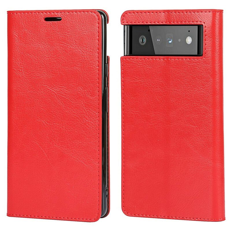 Folio Cover Google Pixel 6 Custodia in pelle Pelle Vera