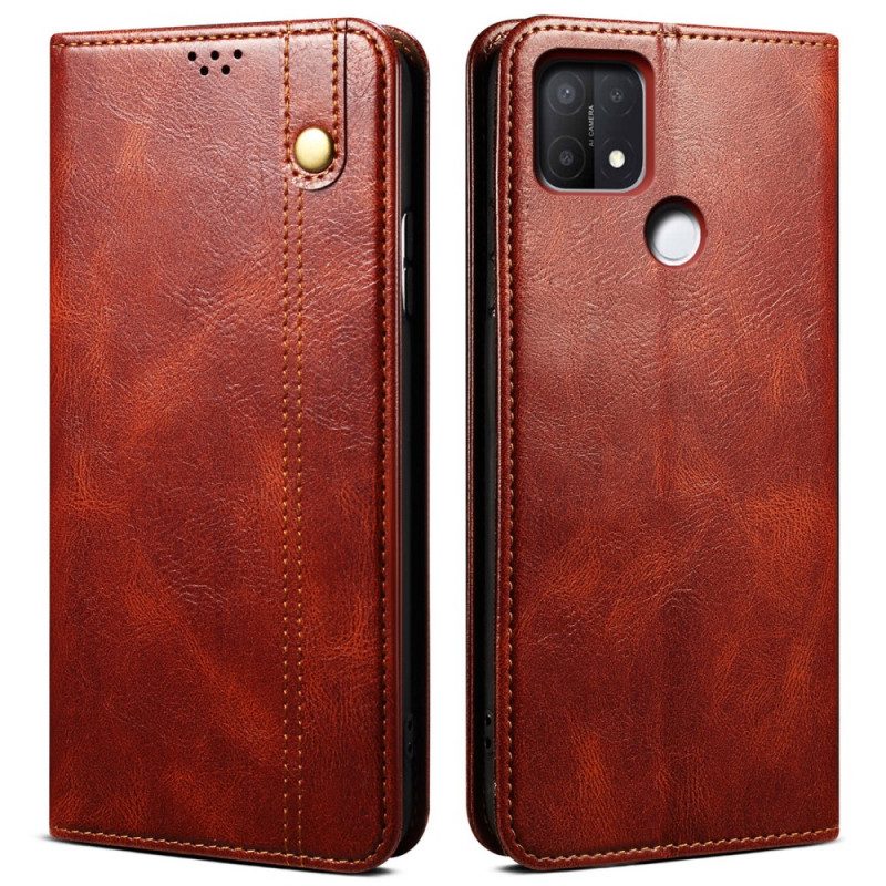 Folio Cover Oppo A15 Custodia in pelle Ecopelle Cerata