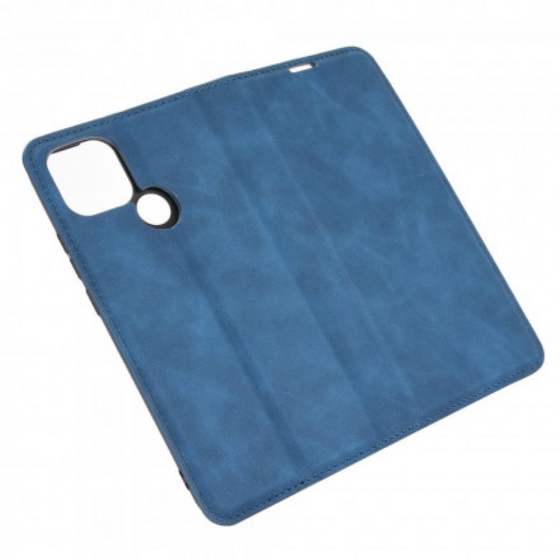 Folio Cover Oppo A15 Custodia in pelle Effetto Pelle Morbida Seta