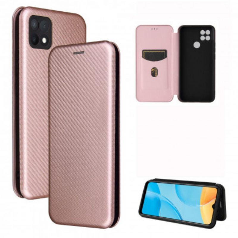 Folio Cover Oppo A15 Custodia in pelle Silicone Colorato Al Carbonio