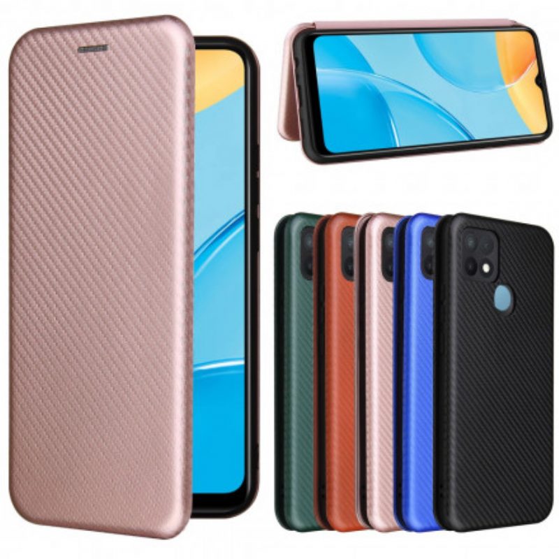 Folio Cover Oppo A15 Custodia in pelle Silicone Colorato Al Carbonio