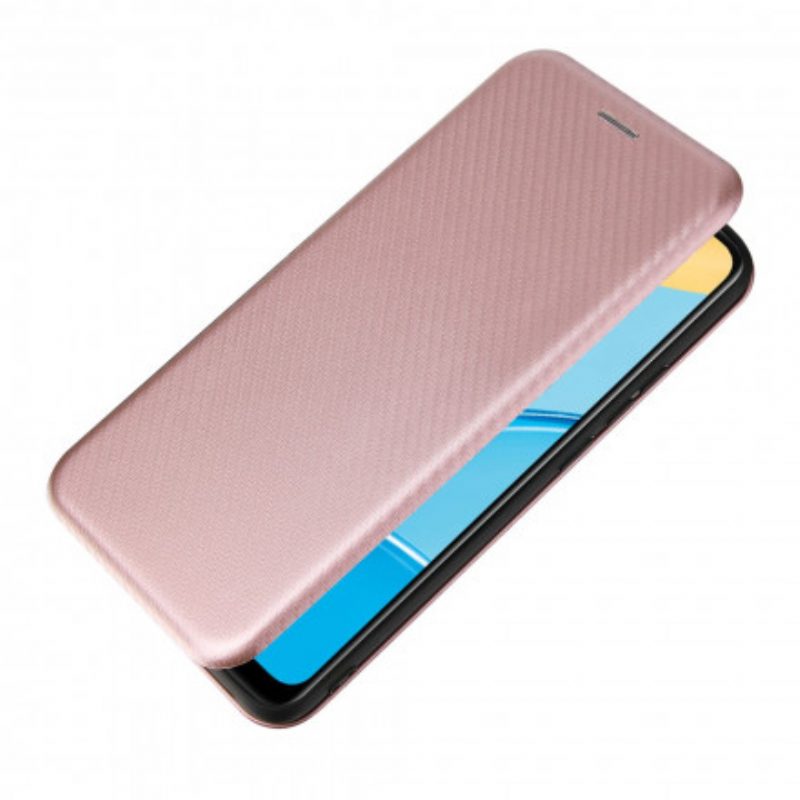 Folio Cover Oppo A15 Custodia in pelle Silicone Colorato Al Carbonio