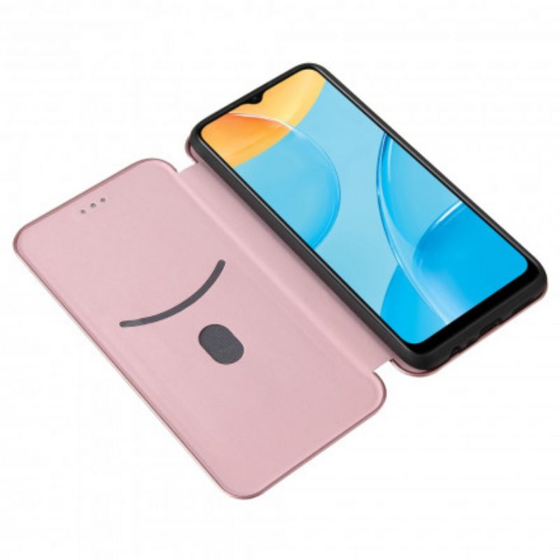 Folio Cover Oppo A15 Custodia in pelle Silicone Colorato Al Carbonio