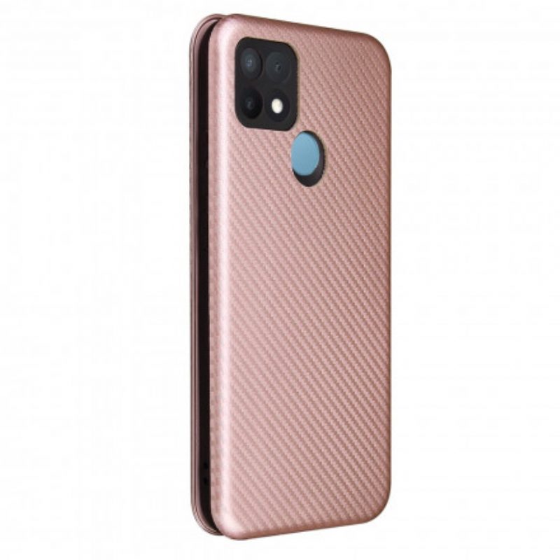 Folio Cover Oppo A15 Custodia in pelle Silicone Colorato Al Carbonio