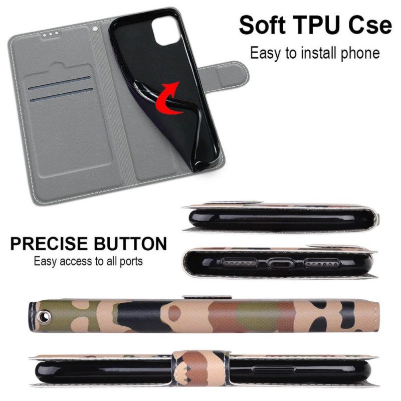 Custodia in pelle Samsung Galaxy M23 5G Camuffamento Militare