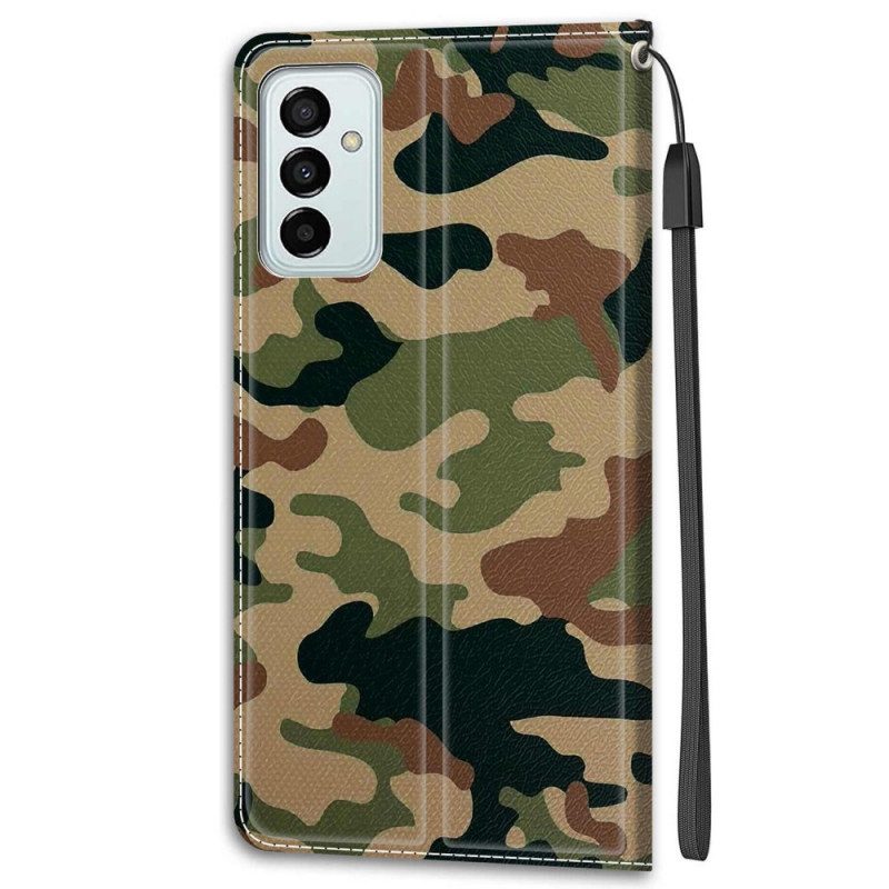 Custodia in pelle Samsung Galaxy M23 5G Camuffamento Militare