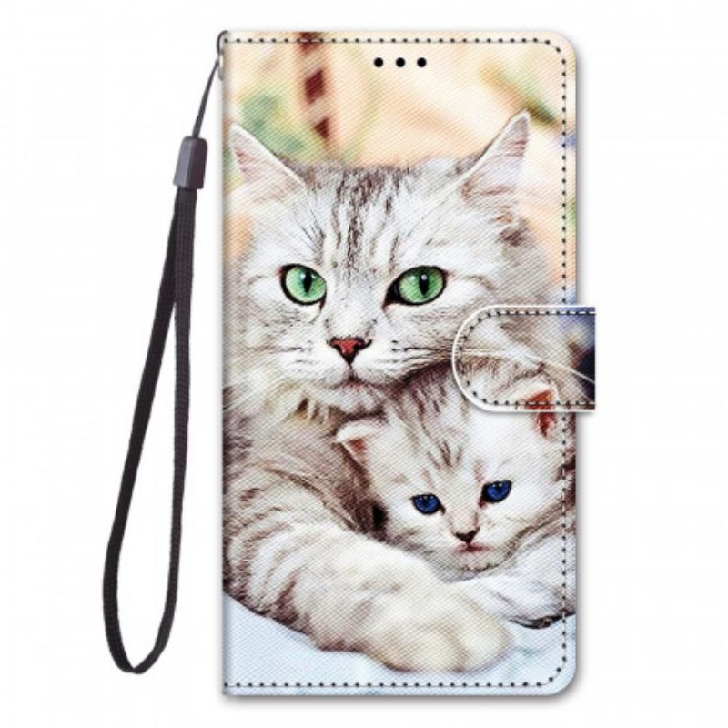 Custodia in pelle Samsung Galaxy M23 5G Famiglia Di Gatti