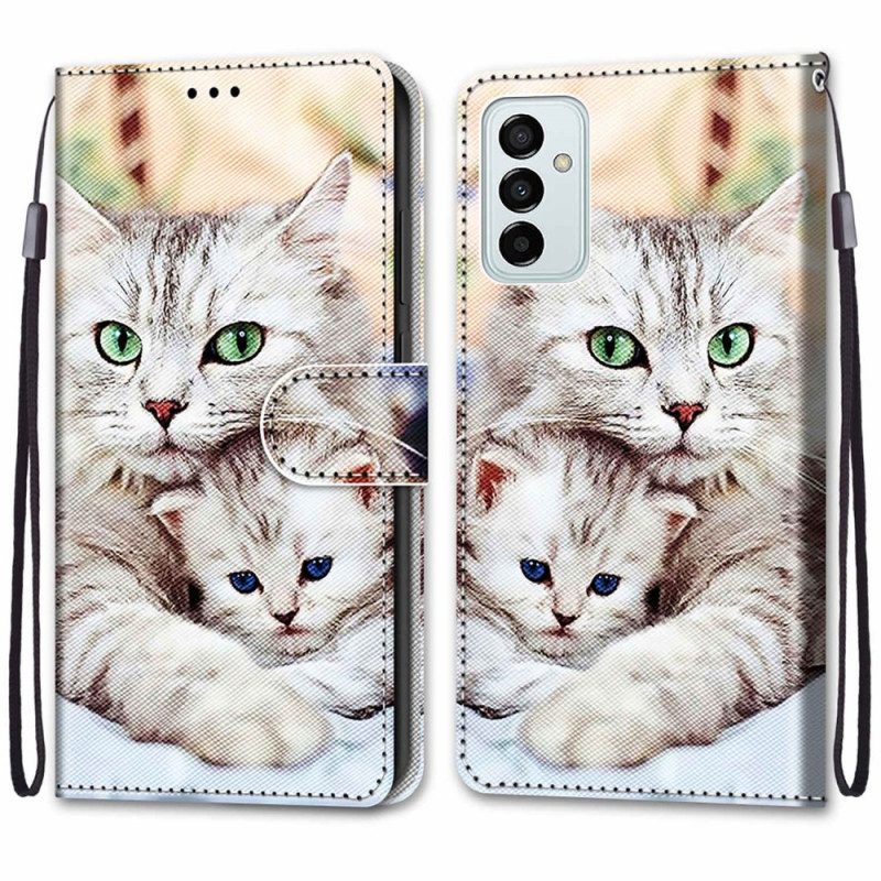 Custodia in pelle Samsung Galaxy M23 5G Famiglia Di Gatti