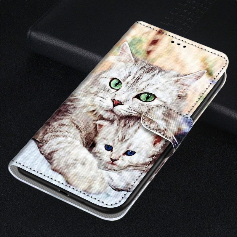 Custodia in pelle Samsung Galaxy M23 5G Famiglia Di Gatti