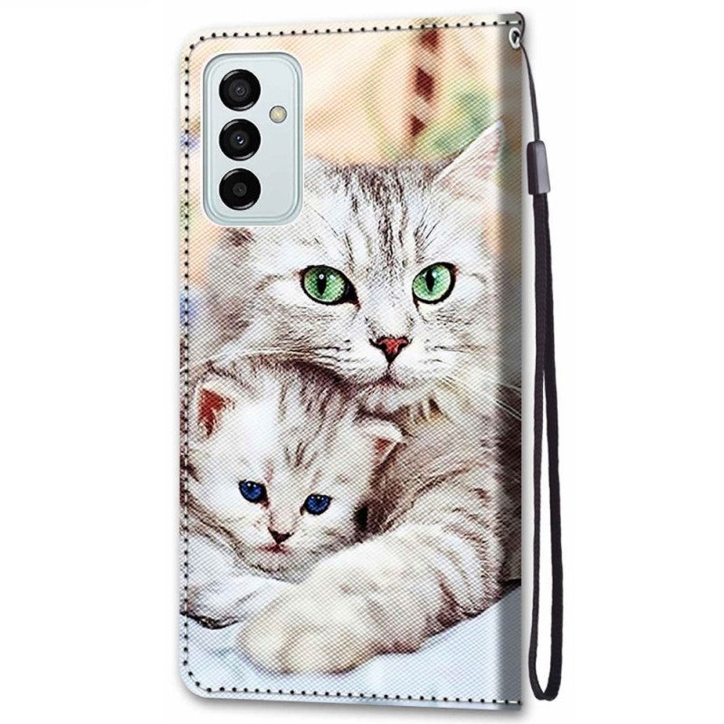 Custodia in pelle Samsung Galaxy M23 5G Famiglia Di Gatti