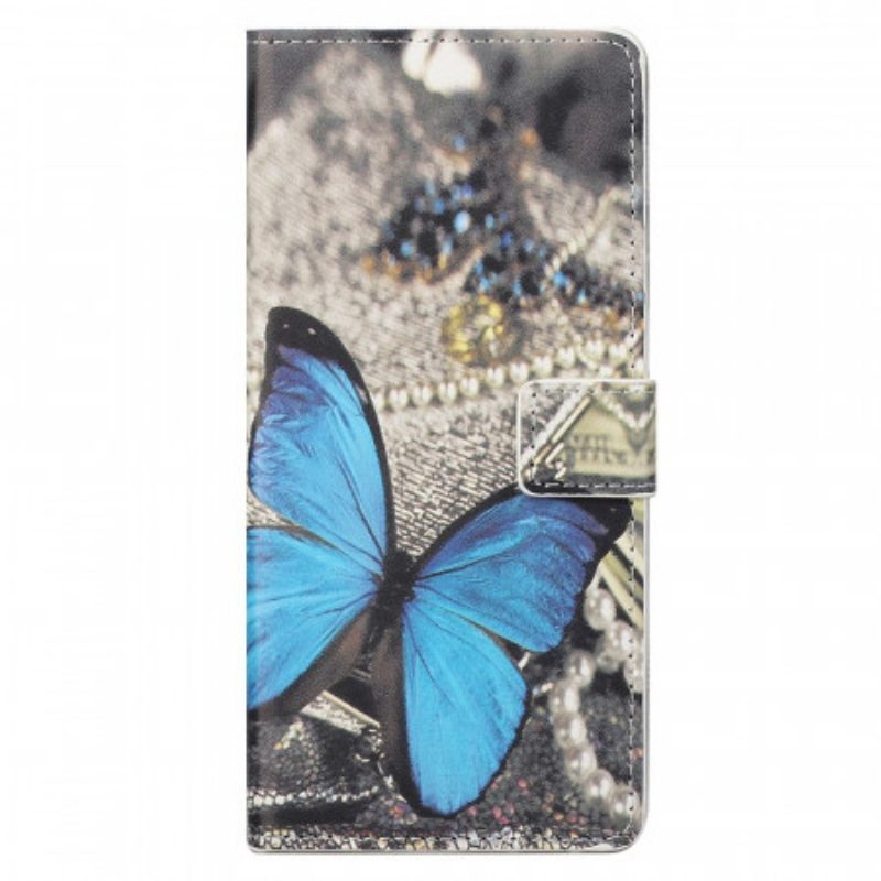 Custodia in pelle Samsung Galaxy M23 5G Farfalla Blu