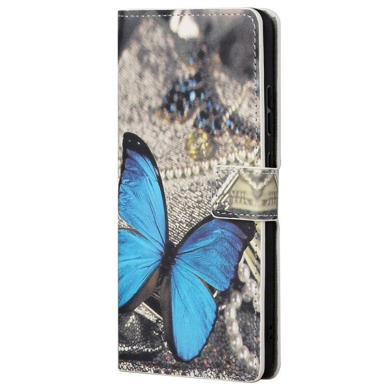 Custodia in pelle Samsung Galaxy M23 5G Farfalla Blu